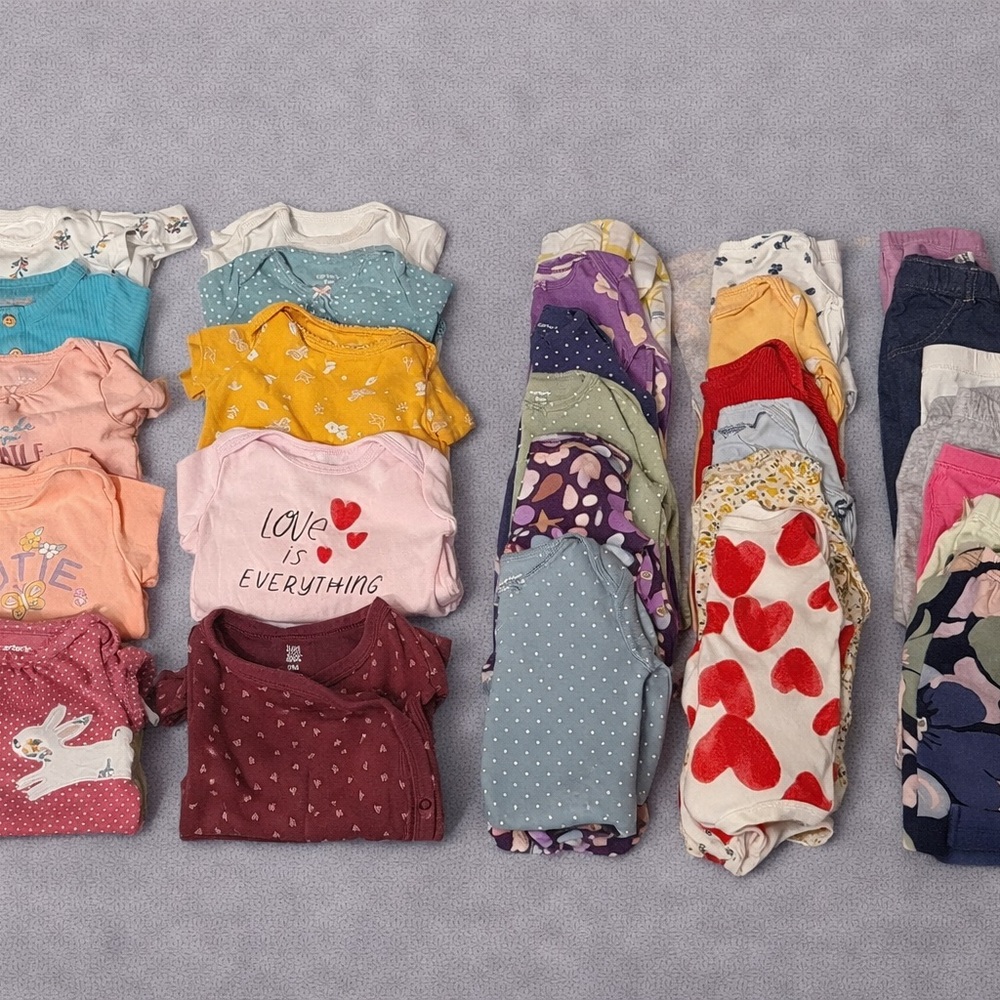 Carter's Multi-Color Baby One-Piece Lot - Pink, Red, Yellow, Blue, Purple, Green